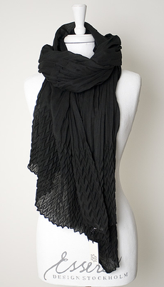 Maya - Scarf Solid Plissé Black 
