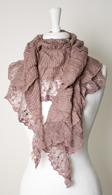 Maya - Scarf Plissé Lace Dark Rose